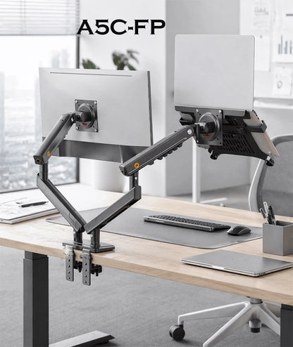 Desktop NB F160 + FP-2 Gas Spring Dual Arm for 17"-27" Monitor Holder + 10"-17" Laptop Support Air Press Mount Stand Load 2-9kg