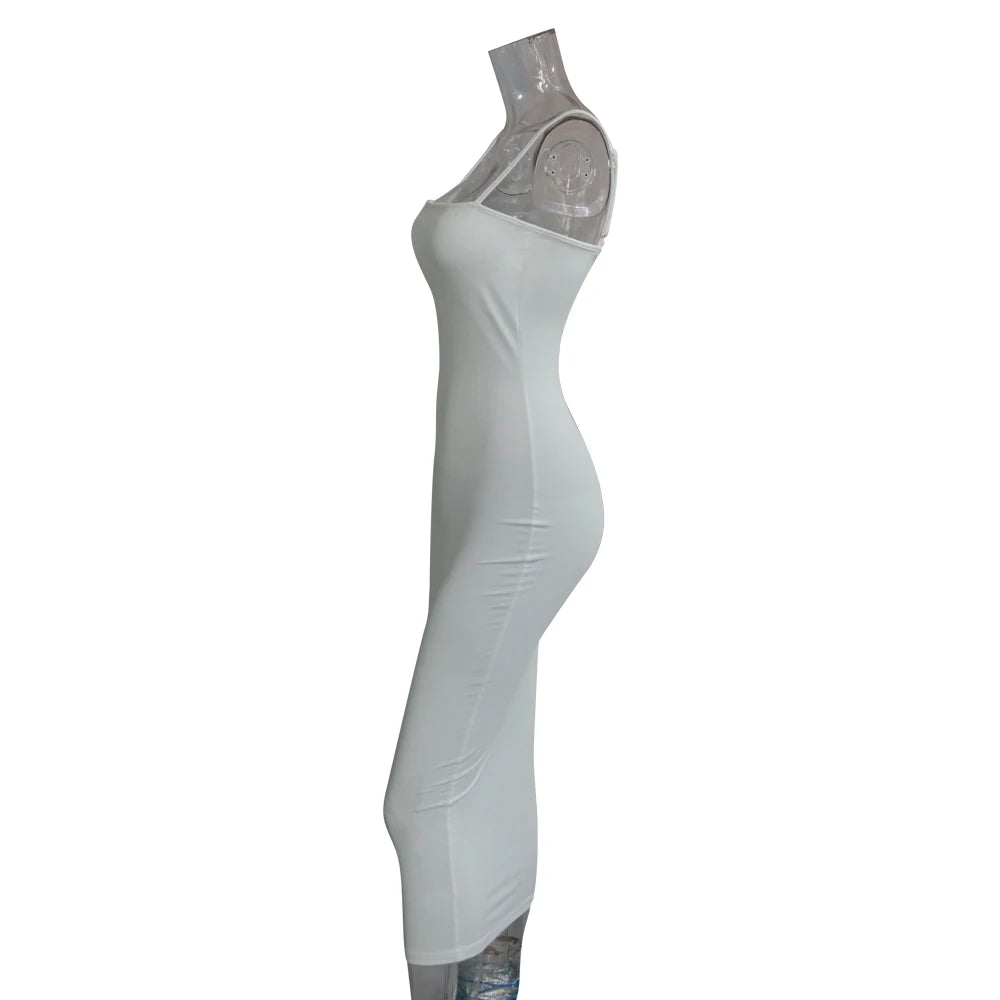 Dam Axelbandsklänning Midi – Sexig Bodycon med Öppen Rygg, Clubwear för Sommar, S–L