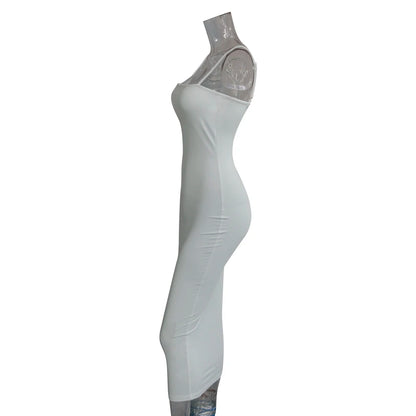 Dam Axelbandsklänning Midi – Sexig Bodycon med Öppen Rygg, Clubwear för Sommar, S–L