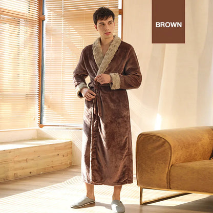 Female Autumn and Winter Warm Long Coral Velvet Thick Couple Bath Bathrobes Men Women Pajamas Shower Robe Bath Towels For Adults