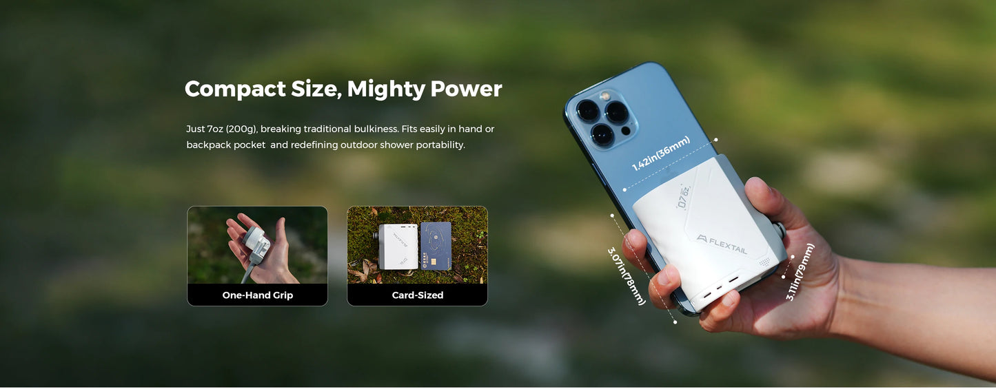 FLEXTAIL TINY SHOWER – Portabel Elektrisk Campingdusch, IPX7, 2500mAh, USB-C, 2 Lägen