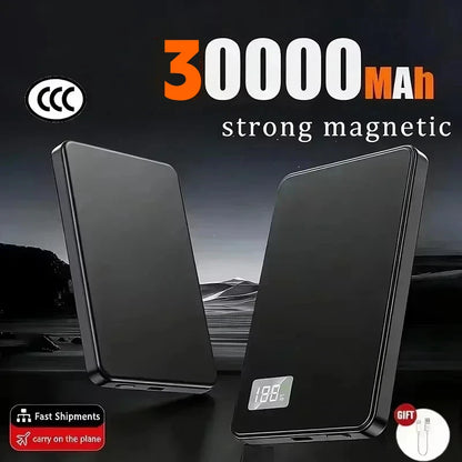 Lenovo Ultra-thin 500000mAh Mobile Power Bank For iPhone Xiaomi For MagSafe Magnetic Wireless Fast Charge Portable LED Display