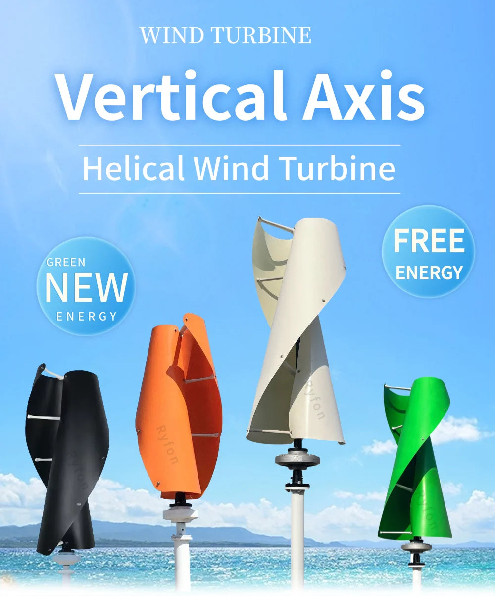 Vertikal Vindturbin 10kW/20kW 12V/24V/48V – Kärnlös Magnetlevitation Lågbullrig MPPT Hybrid Sol+Vind Off-Grid Hushåll