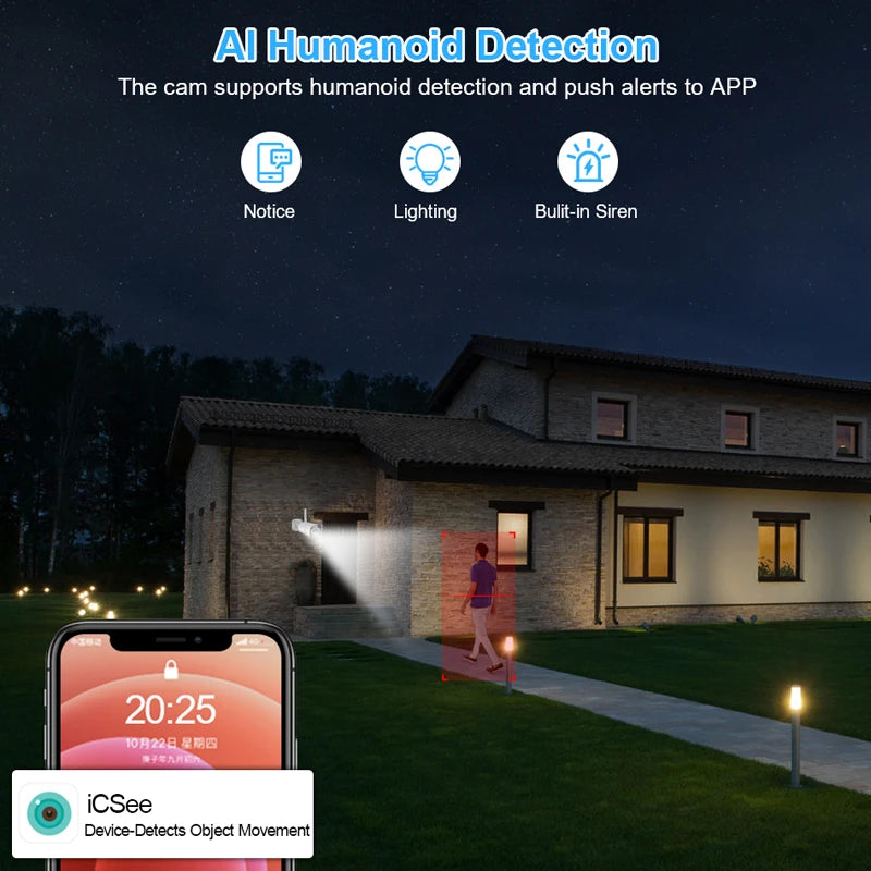 Smar Outdoor IP Wifi 3MP Survalance Camera for Wifi CCTV System Kit Human Detection Night Vision Video Cam ICSEE Two Way Audio