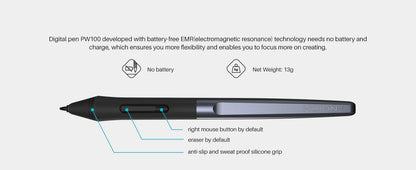 HUION Inspiroy H1060P Ritplatta – 8192 Trycknivåer Batterifri Penna 12 Snabbtangenter 10x6,25" Windows macOS Android Linux