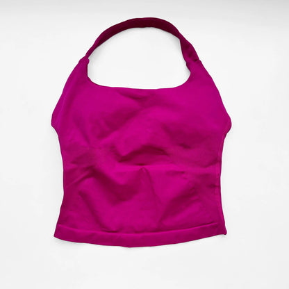 NCLAGEN Impact Halter Top Women Open Back Seamless Longline Tank Padded Yoga Fitness Workout Running Activewear Clothes