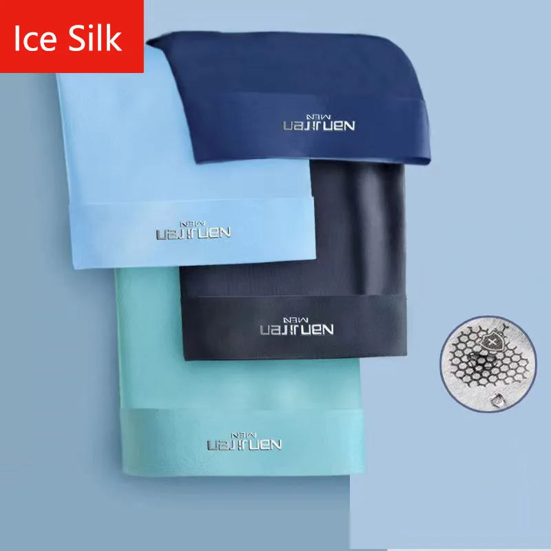 Herrboxershorts 4-pack i Is-silke – Andningsbara, U-konvex Design, L–6XL, Flera Färger