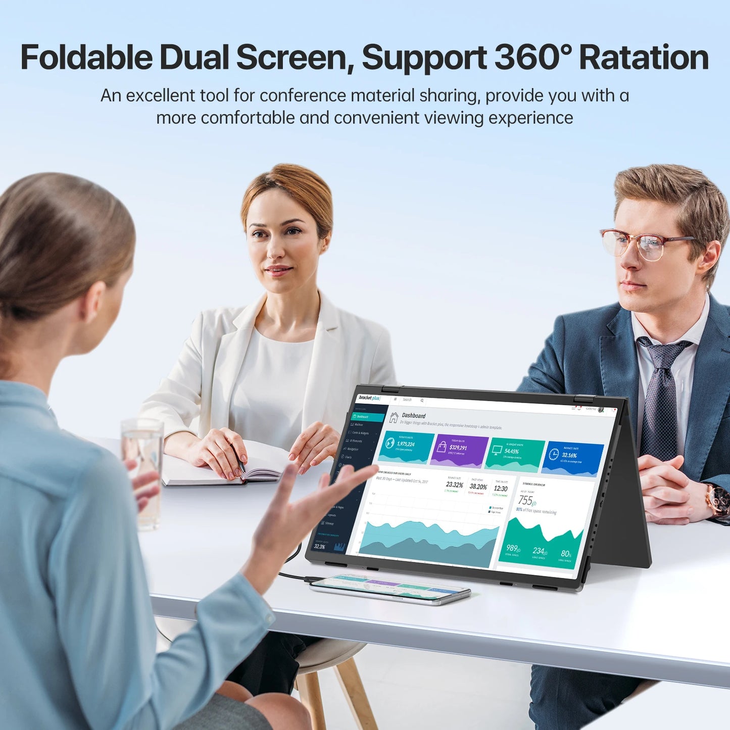 UPERFECT Delta 15.6" Dual Portable Monitor for Laptop Screen Extender 1080P HDR Folding Stacked Triple Travel Computer Display