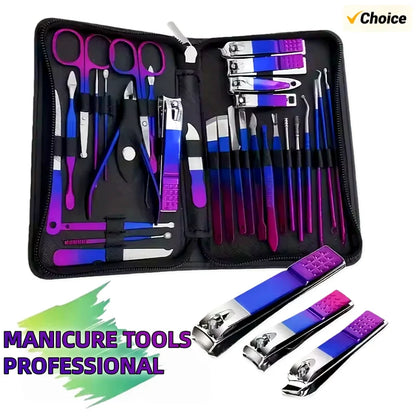 Professional 6-18pcs Set Stainless Steel Manicure & Pedicure Kit Precision Nail Care with Travel Case with Nail Clipper Scissor