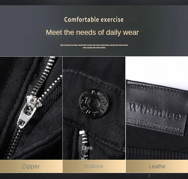 2026 Brand Brushed Jeans Winter Jeans Men Slim Fit Stretch Thick Velvet Pants Warm Jeans Casual Fleece Trousers Male