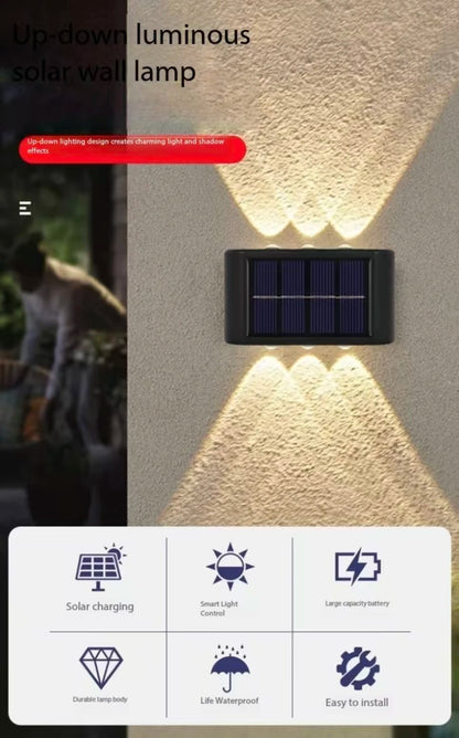 Solar LED Outdoor Wall Light Waterproof Dusk to Dawn Fence Lamp for Garden Yard Porch Pathway Patio Home Decor