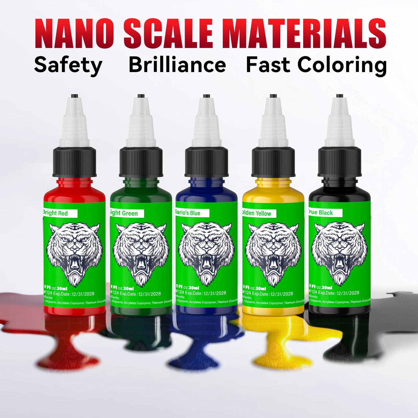 DM Tattoo Ink 15 Color 1OZ/Bottle Natural Plant Extract Pigment Body Painting Long Lasting No Color Loss Professional Tattoo Ink
