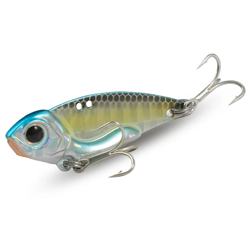 VIB Lure Metal Jig HardBait 7g 10g 15g Spoon Spinner Laser Painting 3D Eyes Fishing Tackle Strong 3X Hooks Swimbait Pesca Bait