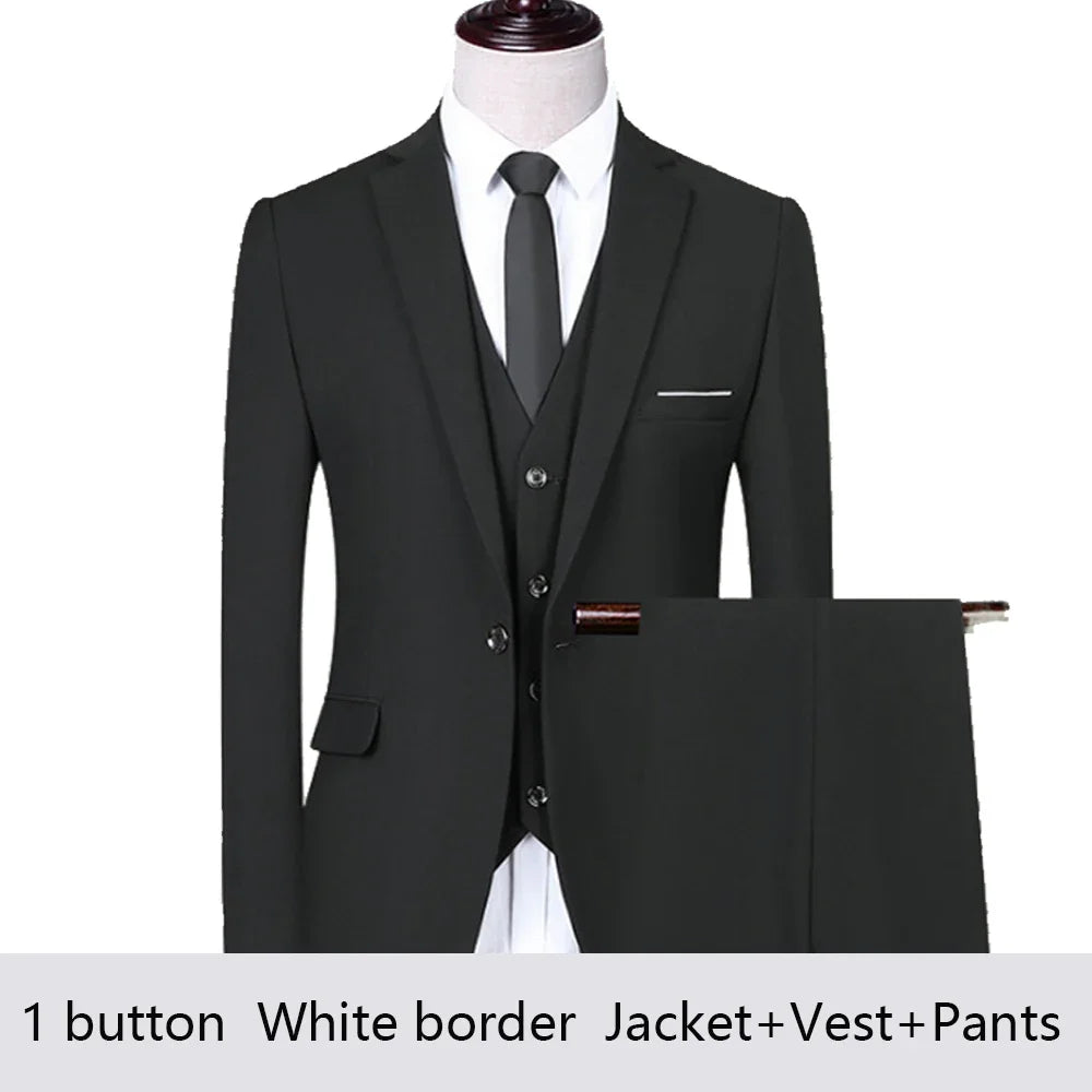 High Quality Men Suits For Wedding 2 Pieces 3 Sets Blazers Stretch Elegant Formal Jackets Vest Pants Full 2025 Tailored Costume