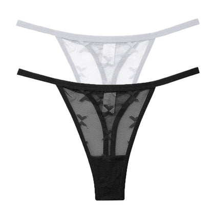 2PCS/Set Mesh G-String Women's Panties Transparent Underwear Women Seamless Thong Female Underpants Intimates Lingerie S-XL