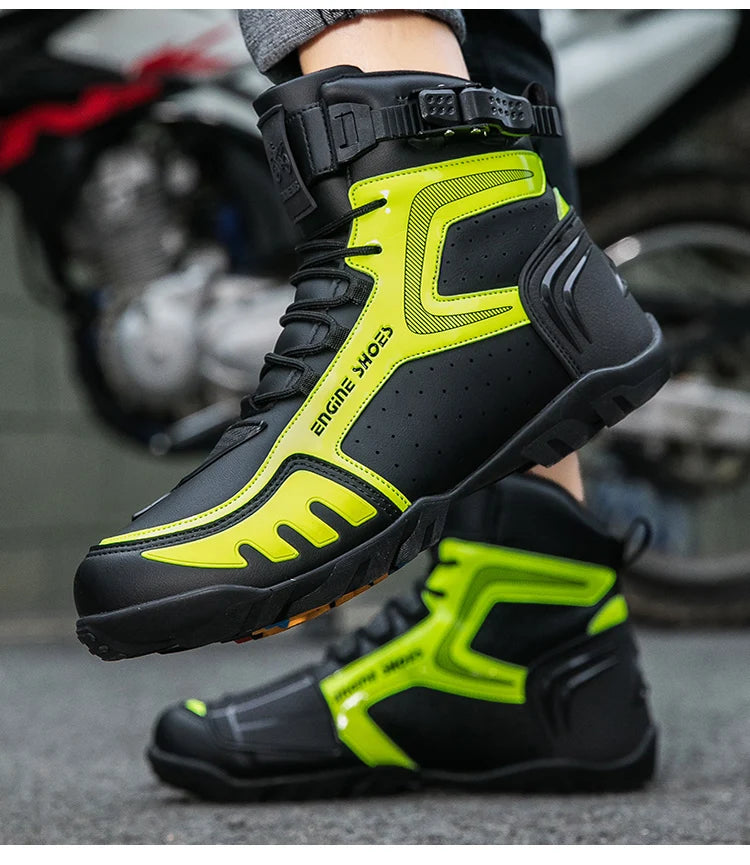 Men Leather Motos Breathable Anti Slip Wear-resistant Riders Boots Motorbike Racing Ankle Length Shoes 2026 New Motorcycle Boots