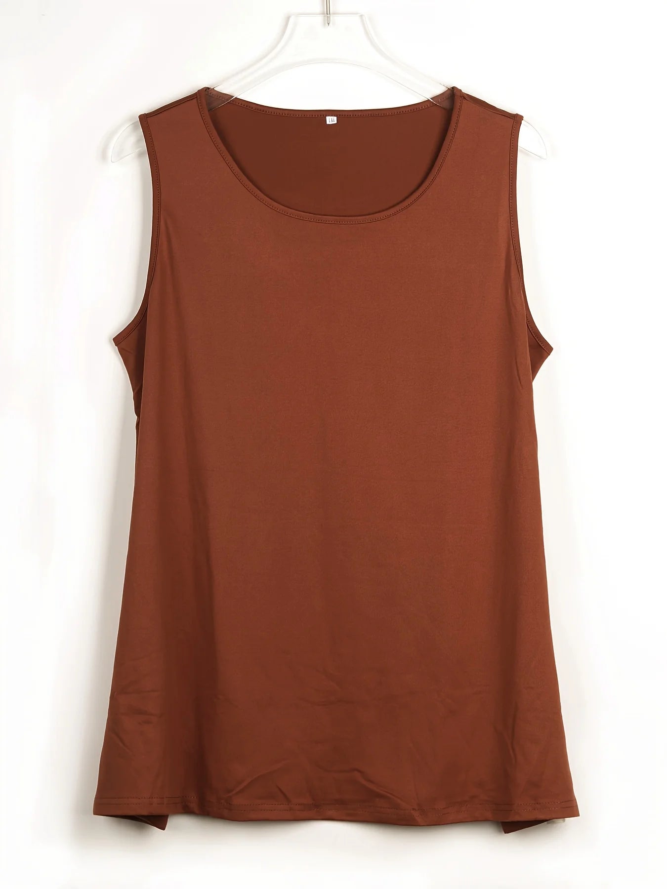 Plus Size Simple Solid Tank Top Casual Crew Neck Sleeveless Tank Top For Summer Women's Plus Size Clothing