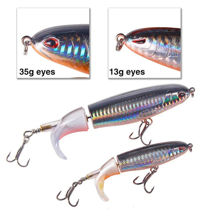 1 Pcs 10cm/14cm Topwater Fishing Lure Whopper Popper Artificial Bait Hard Plopper Soft Rotating Tail Fishing Tackle Fishing Bait