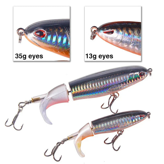 1 Pcs 10cm/14cm Topwater Fishing Lure Whopper Popper Artificial Bait Hard Plopper Soft Rotating Tail Fishing Tackle Fishing Bait
