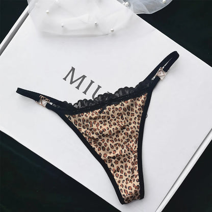 Underwear For Women Panties Female Sexy Low Waist Panties One Piece Seamless Briefs Sports Ice Silk Leopard Print Underpant