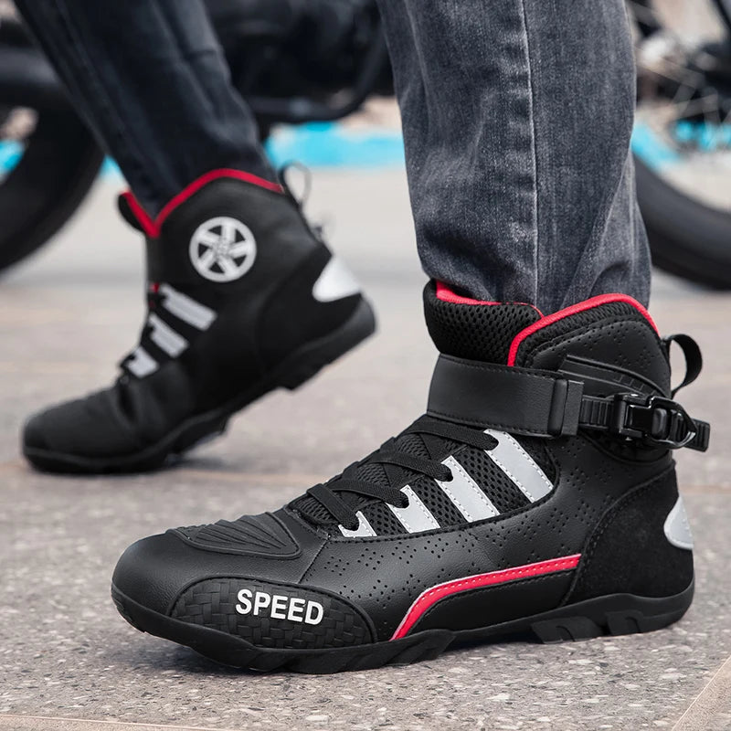 2026 New Leather Motos Breathable Anti Slip Wear-resistant Riders Boots Motorcycle Boots Men Motorbike Racing Ankle Length Shoes