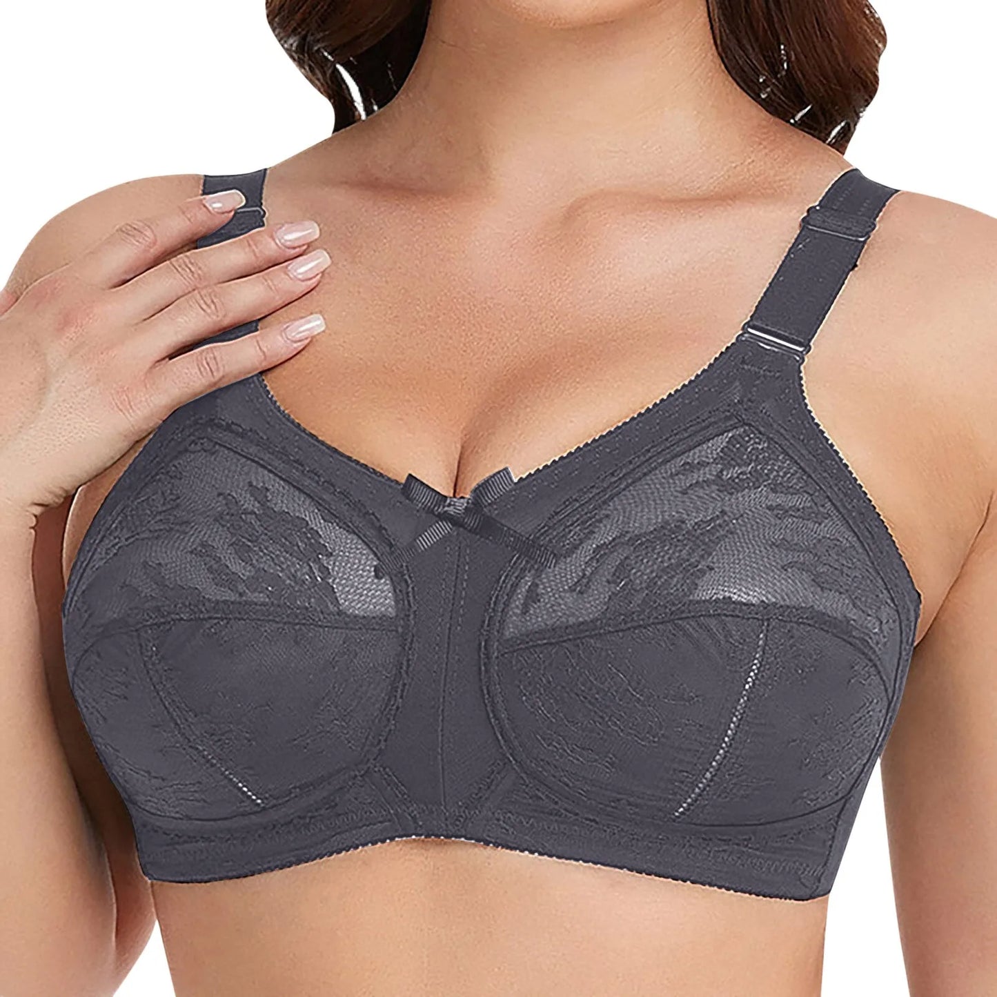 Women's Plus Size Bra Floral Lace Full Coverage Sexy No Steel Ring Bra Wrap Chest Sleeping Underwear Seamless Bras For Woman