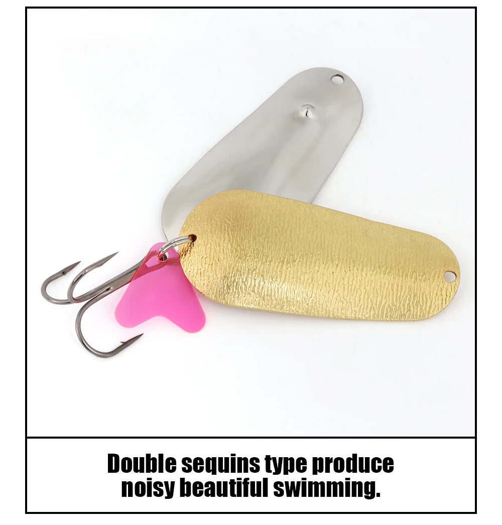 W.P.E Fishing Lure JIG Double Artificial Bait 8 Grams With Connector Three-anchor hook Metal sequins For fishing