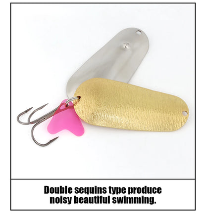 W.P.E Fishing Lure JIG Double Artificial Bait 8 Grams With Connector Three-anchor hook Metal sequins For fishing