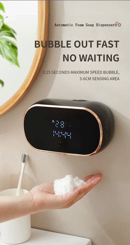 Automatic Foam Soap Dispensers for Bathroom Smart Washing Hand Machine with USB Charging Two Colors with ABS Material