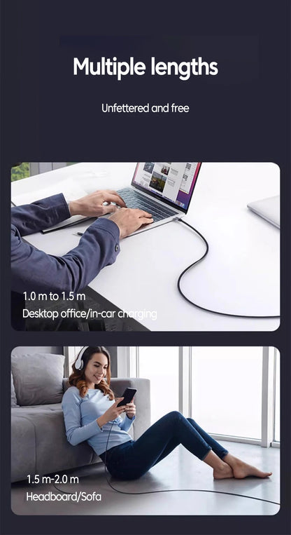 USB-C snabbladdningskabel med 90° kontakt – USB-A eller USB-C till USB-C