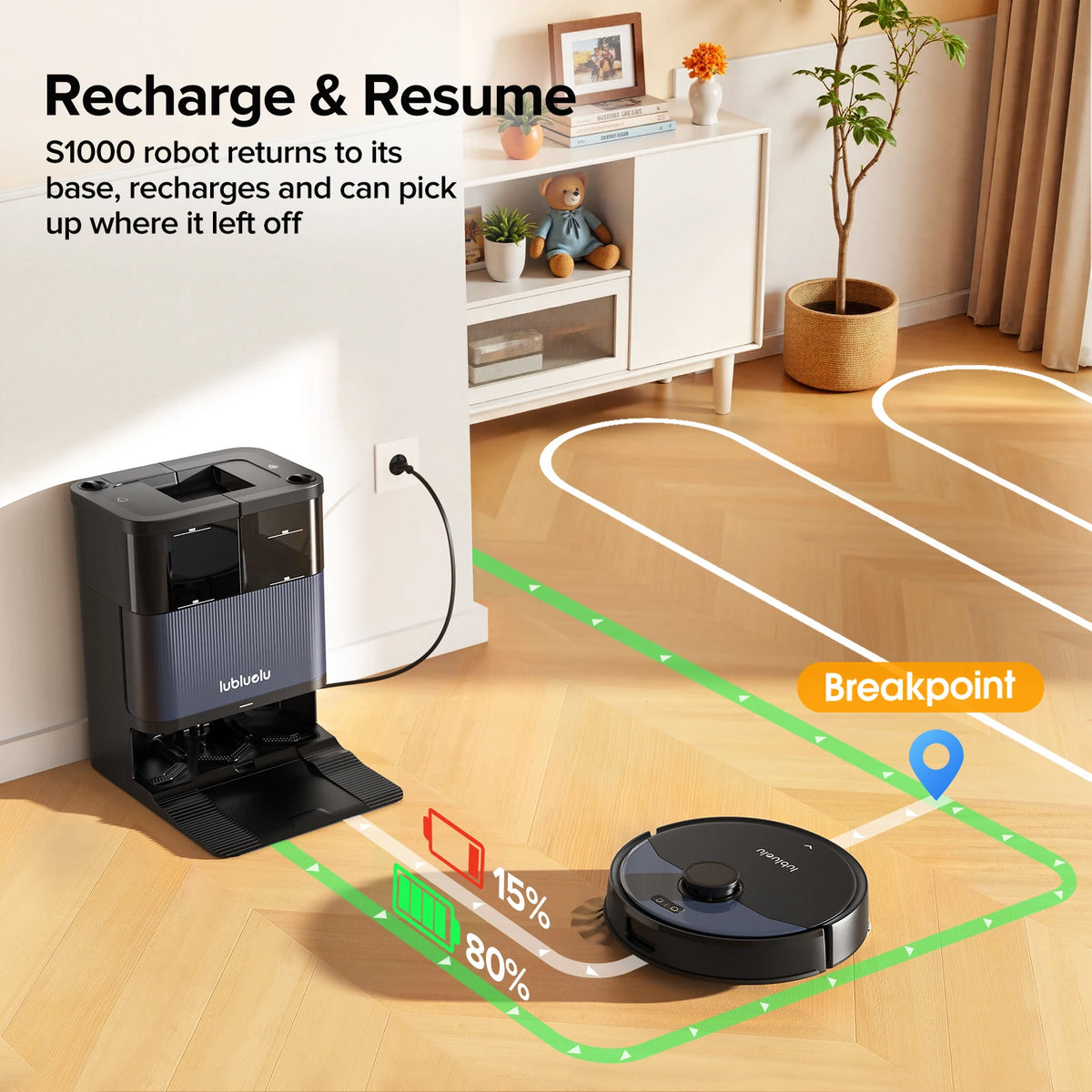 Lubluelu S1000 Robotdammsugare och Mopp med All-in-One-station