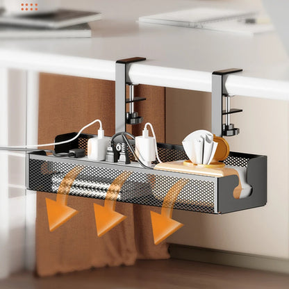 Kabelhanteringskorg Under Skrivbord – Metallkorg med Klämfäste, Ingen Borrning, 34cm eller 40cm