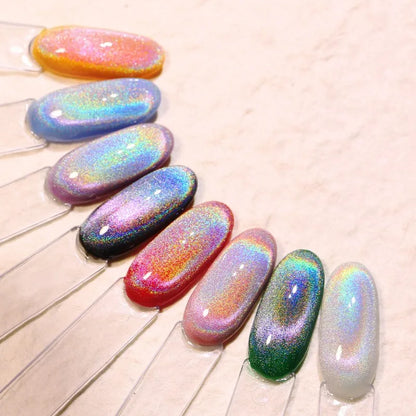 8ml Rainbow Cat Eye Magnetic Gel Nail Polish Colorful Laser Sparkling UV LED Semi Permanent Gel Can Be Use On Any Color Gel
