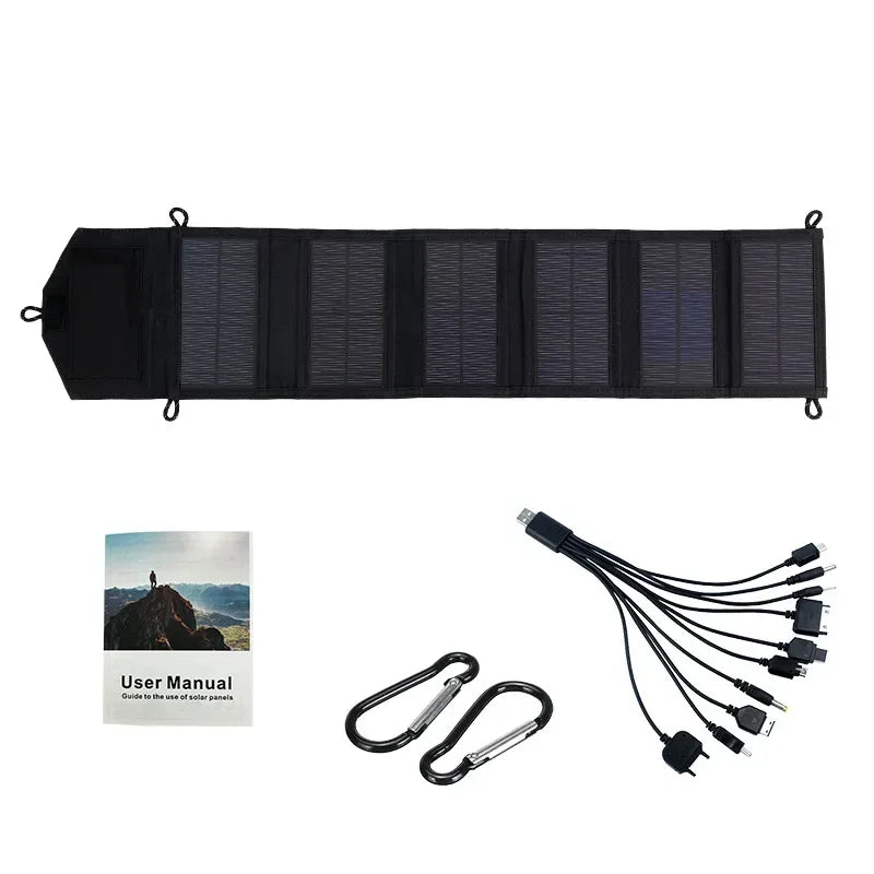 Hopfällbar Solpanel 20W – 6 Paneler, USB 5V, IP65, Monokristallin, Camping & Friluftsliv