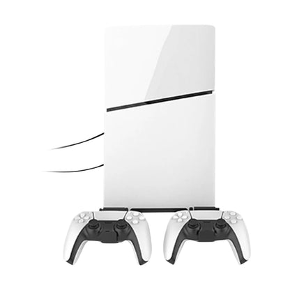 Wall Mount Bracket Display Stand Base with Controller Holder Wall Hanging Stand for PS5 Slim Digital Edition and Disc Edition
