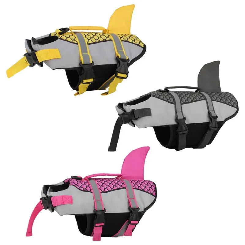 Shark Dog Life Jacket Enhanced Buoyancy Small Dogs Swimming Clothes Safety Vest with Handle for Medium Large Dog Surfing Costume