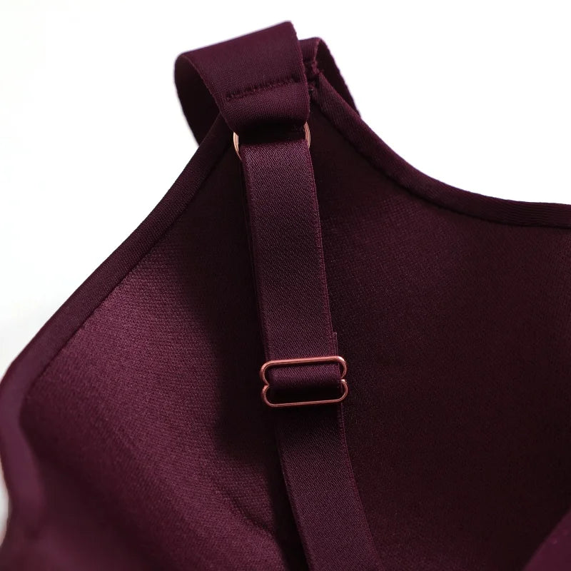 Seamless Push Up Bra Women Deep V Cup Underwear Front Closure Comfort Lingerie Adjustable Strap Plus Size Solid Color