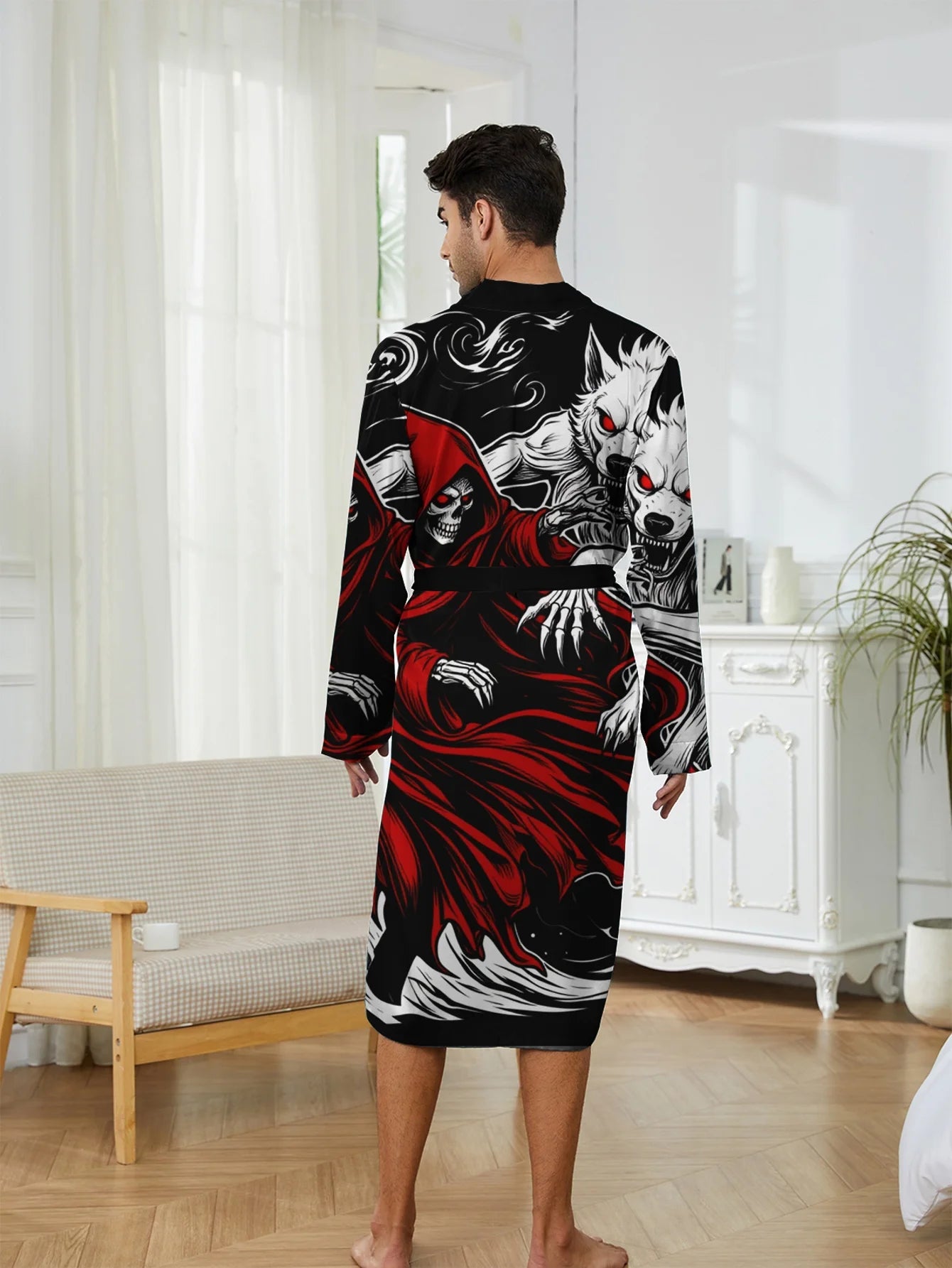 1pc Men's Robes 2026 Spring/Summer Robes Robe Sleepwear 3D Printed Graphic Sleepwear Bathrobe Men Polyester