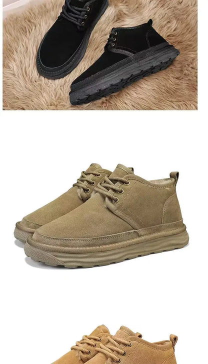 New Winter Snow Boots Men Plush Warm Men Boots Suede Leather Ankle Boot Comfortable Light Couple Cold Protection Sneakers