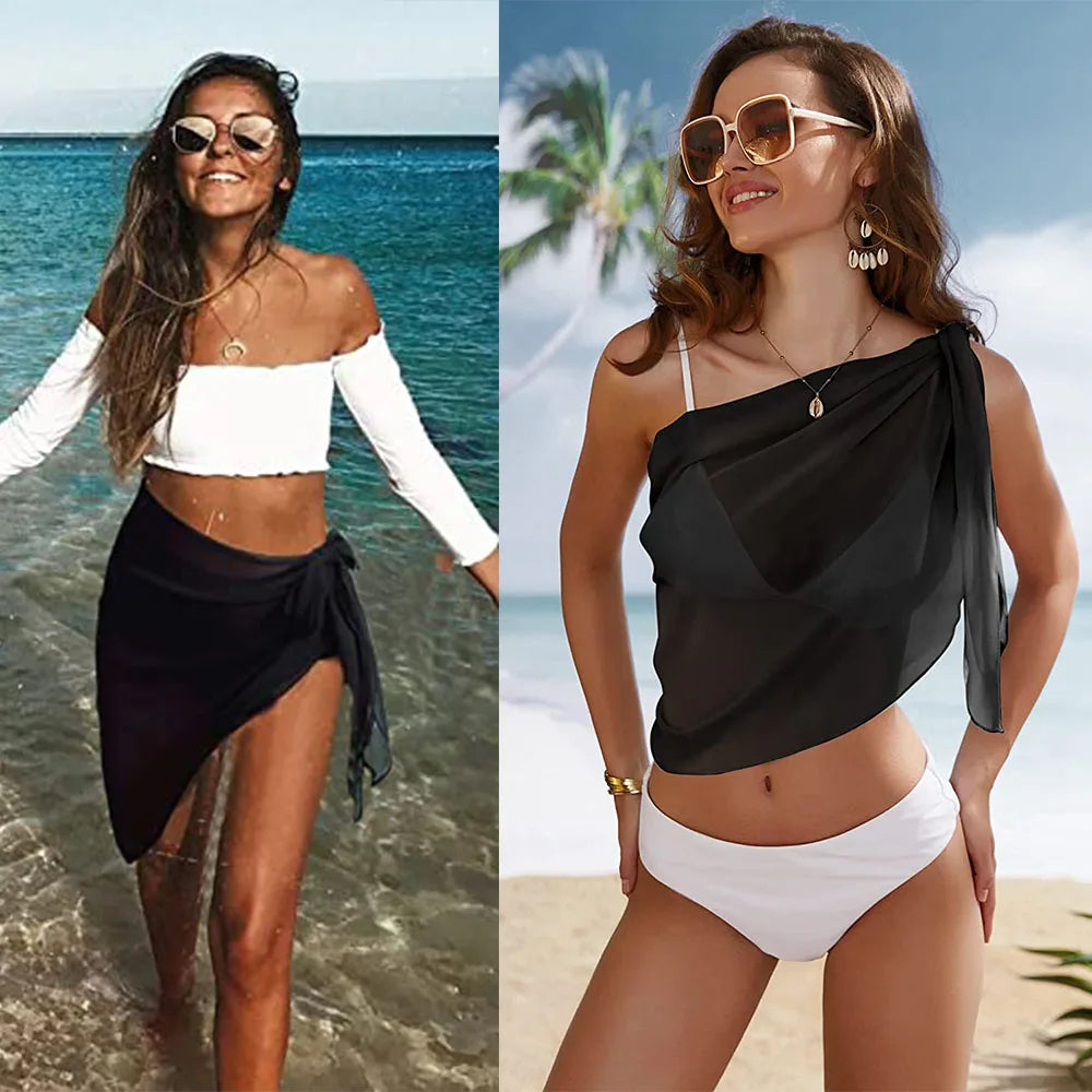 Women Mesh High Waisted Bikini Set Sexy V Neck Tummy Control Swimsuit Bathing 2 Pieces SwimSuit