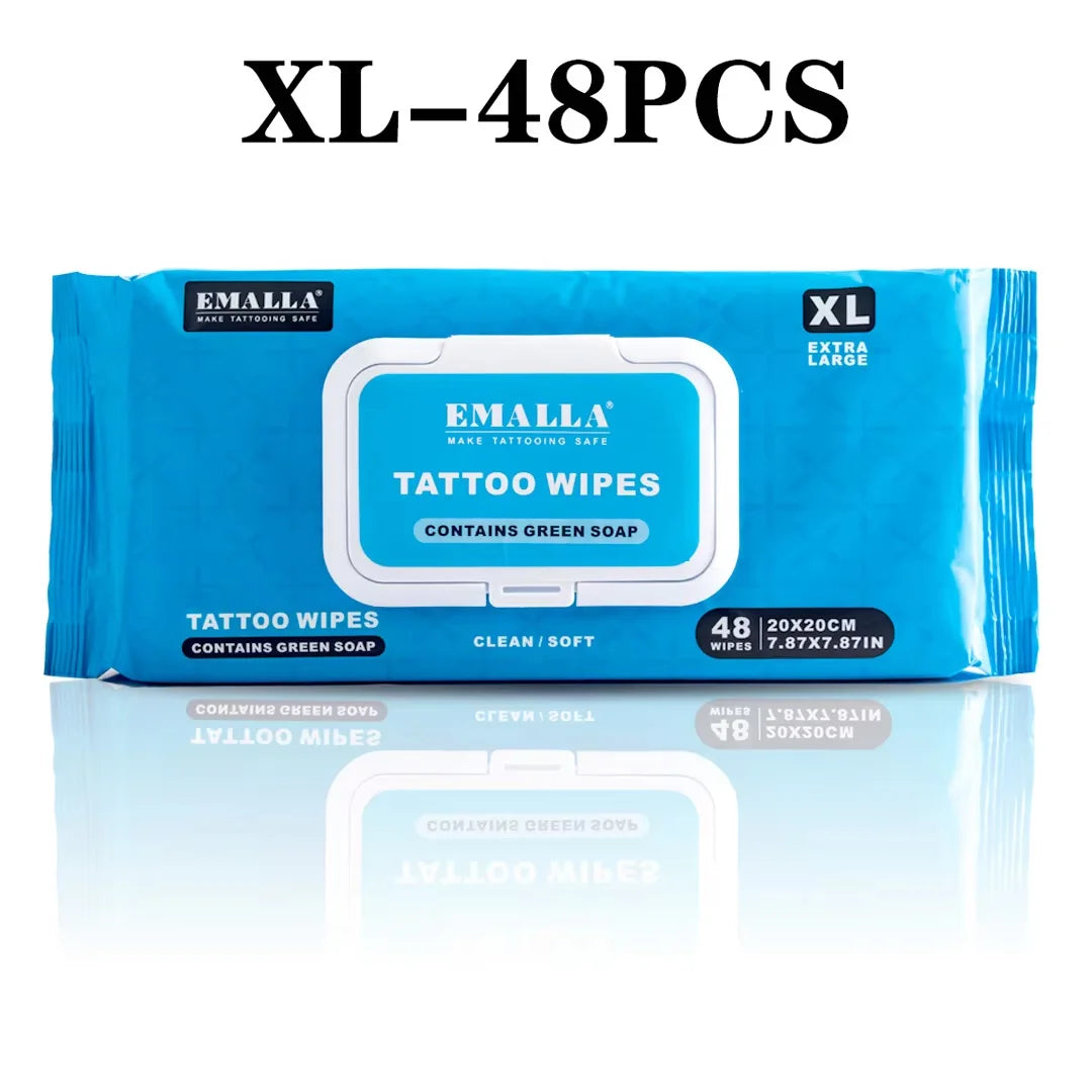 EMALLA Tattoo Aftercare Wipes Tattoo Cleansing Green Soap Cleaning Wipes for Tattoo PMU Clean Aftercare Skin Wipes Supplies