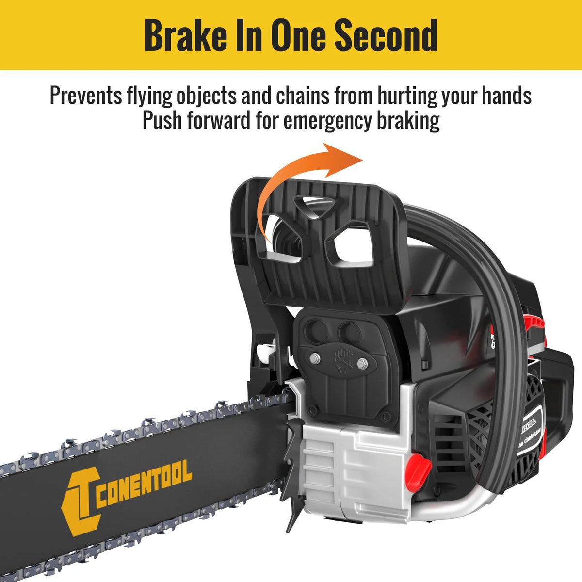 CONENTOOL 58CC 18 Inch Gas Chainsaw 2-Stroke Petrol Chain Saw 2.55kW 11500RPM Wood Cutter for Tree Cutting Firewood Logging Garden Tool