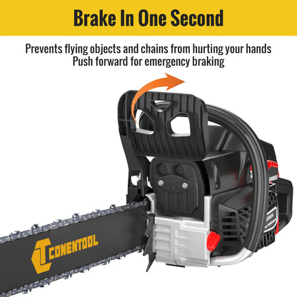 CONENTOOL 58CC 18 Inch Gas Chainsaw 2-Stroke Petrol Chain Saw 2.55kW 11500RPM Wood Cutter for Tree Cutting Firewood Logging Garden Tool
