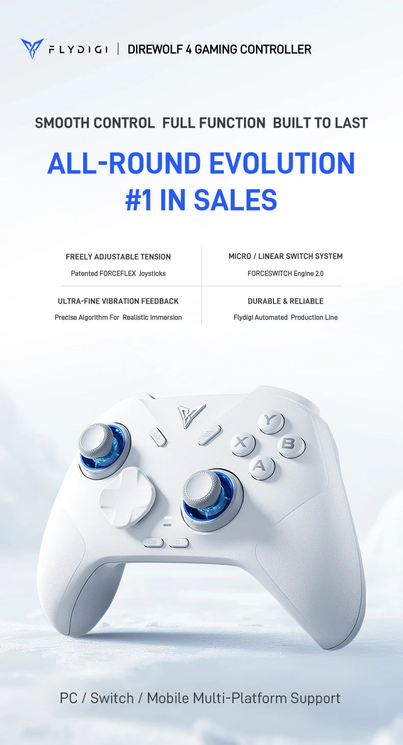 Flydigi Direwolf 4 Wireless Gamepad Controller Wired Gaming Console Support PC /Switch/Phone/Tablet Computer Video Gaming Player