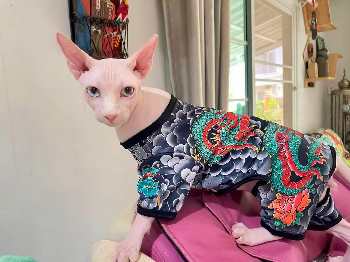 Streetwear Pet Tattoo Suit 4-Way Stretch Full Body Clothes S-10XL Comfortable Dog Cat Costume for Small to Large Pets