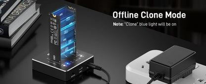 FIDECO NVMe SSD Enclosure 20Gbps Dual-Bay M.2 NVME SATA SSD Case Type-C Hdd Docking Station Supports Offline Clone for M.2 Case