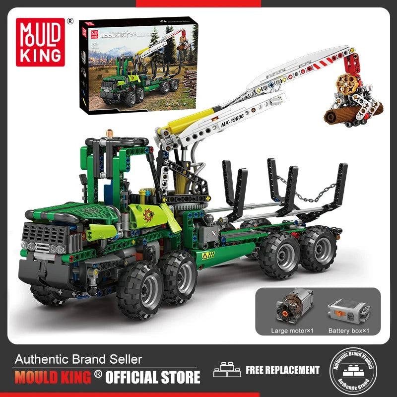 MOULD KING 19006 Teknisk Byggkloss App-Styrd Pneumatisk Skogsmaskin Lastbil MOC-32456 Modell