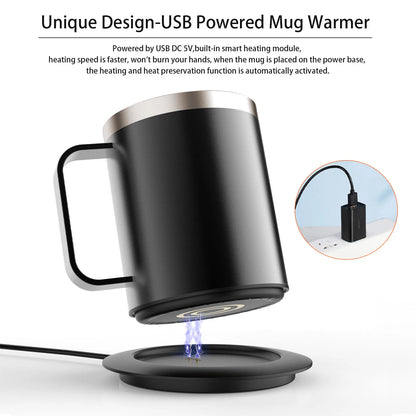 Self Heating Coffee Mug USB Powered Heated Cup with Temperature Control 131℉ Electric Coffee Mug Warmer for Desk Heated Mug
