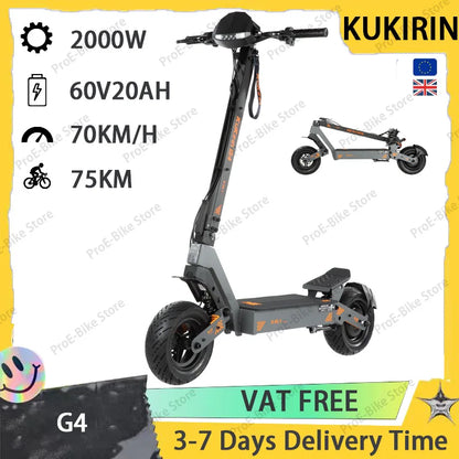 KuKirin G4 hopfällbar elscooter med 11-tumsdäck och 60 V-batteri