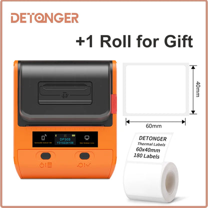 DETONGER DP30S Portabel Termisk Skrivare – 28–80mm Bluetooth OLED IP54 1500mAh Streckkod Etikett Android iOS 2026